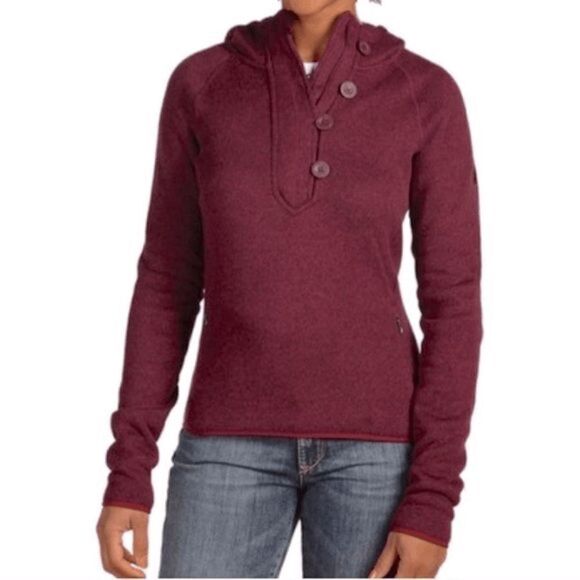 The North Face Crescent Sunshine Burgundy Henley Pullover Quarter Buttons Hoodie - Picture 1 of 16